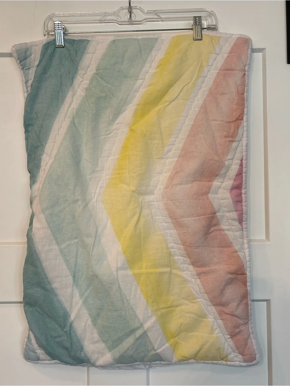 Pottery Barn Teen Pastel Chevron Comforter and Sham - Multicolor Stripes